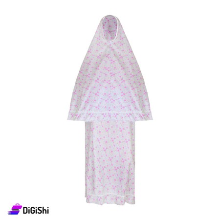 طقم صلاة نسائي ورد جوري - سكري وبنفسجي