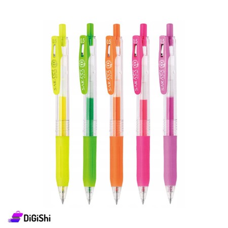 مجموعة أقلام Zebra Sarasa Clip Neon - 5 أقلام