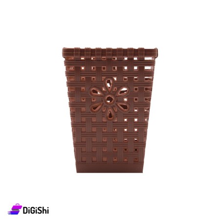 Shahd Plast Small Square Plastic Mesh Basket - Brown