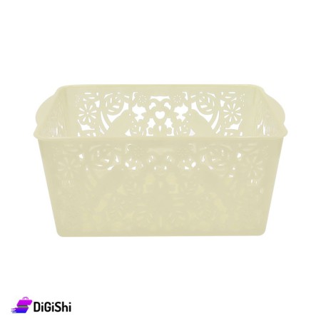 Shahd Plast Rectangular Mesh Plastic Bascket Size 4 - Beige