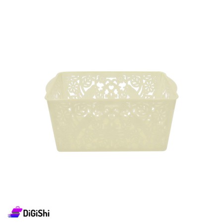 Shahd Plast Rectangular Mesh Plastic Bascket Size 3 - Beige