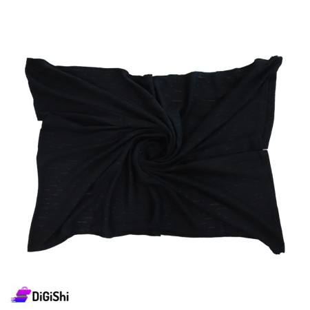 Women's Jacquard Scarf With Stripe Pattern - Black