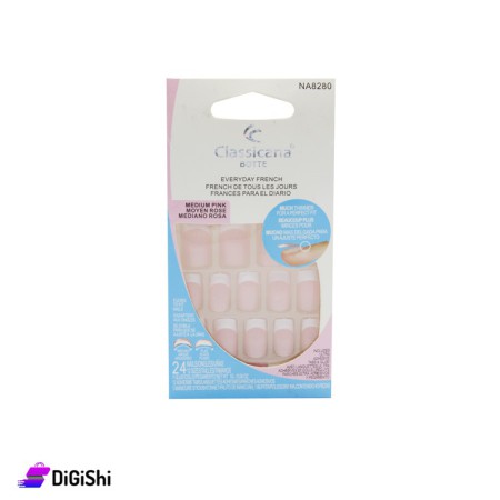 مجموعة أظافر اصطناعية رسمة فرينش لون زهر Classicana Botte