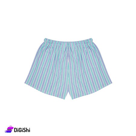 Al Samah Underwear Poplin Mens Short - Green And Purple