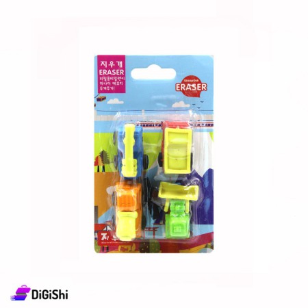 Construction Cars Erasers Set