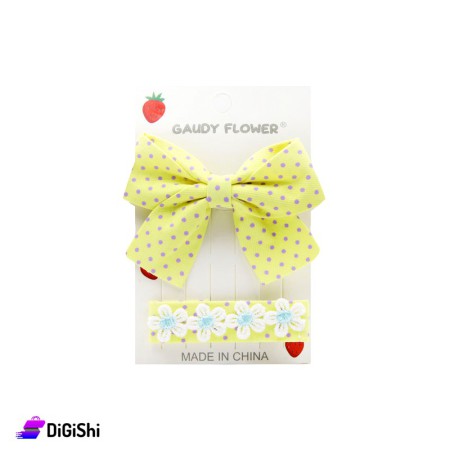 Fionka Polka dots Shaped Pair Of Hair Clips - Yellow