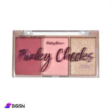 حمرة خدود مع هايلايتر Ruby Rose Mini Kit HB 6111 - Pinky Cheeks