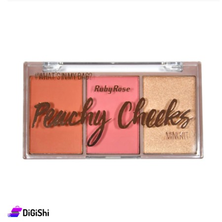 حمرة خدود مع هايلايتر Ruby Rose Mini Kit HB 6111 - Peachy Cheeks