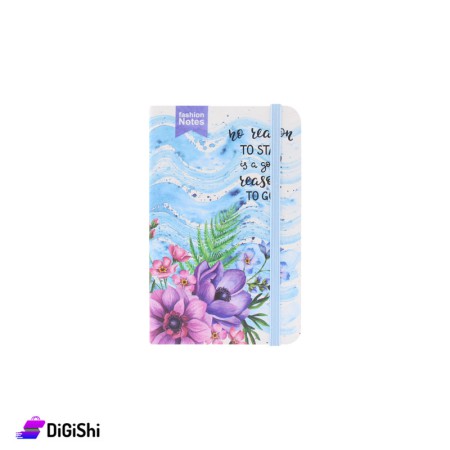 Notebook With Roses And Sea Drawing Small Size - Blue