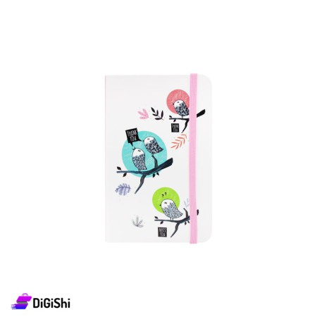 دفتر ملاحظات رسمة عصافير قياس صغير - أبيض