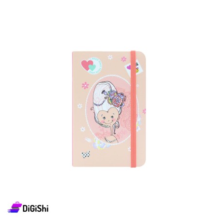 Notebook With Girl's Drawing Small Size - Coral