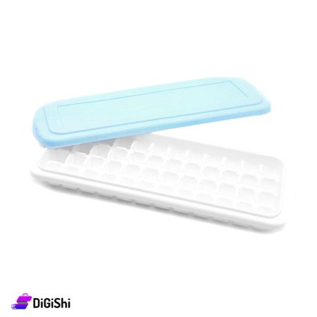SUPER STAR Plastic Ice Cube Tray With Cover - Light Blue