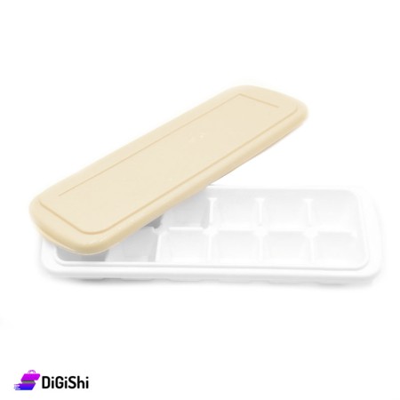 SUPER STAR Plastic Ice Cube Tray With Cover 12 Cubes - Beige