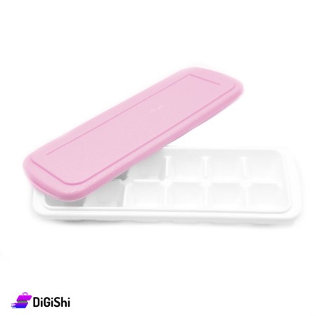 SUPER STAR Plastic Ice Cube Tray With Cover 12 Cubes - Pink