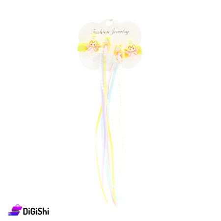 House and a Girl Shape Hair Clip - Yellow