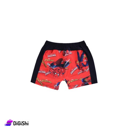 Polyester Swim Shorts With a Painting of Spider Man - Navy