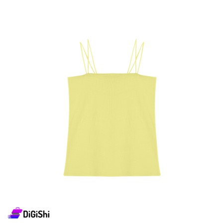 Women's Sleevless Rib Cotton Shirt - Yellow