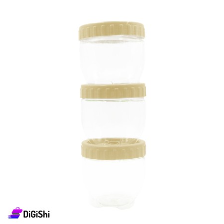 Round Plastic Jars Set - Beige