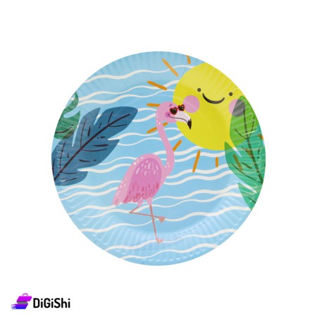 Paper Plates Set Flamingo - Blue
