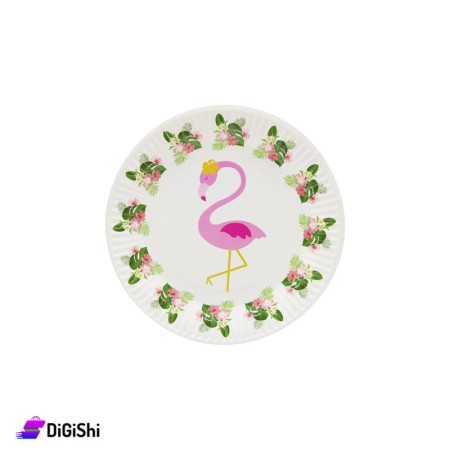 Paper Small Plates Set Flamingo - White
