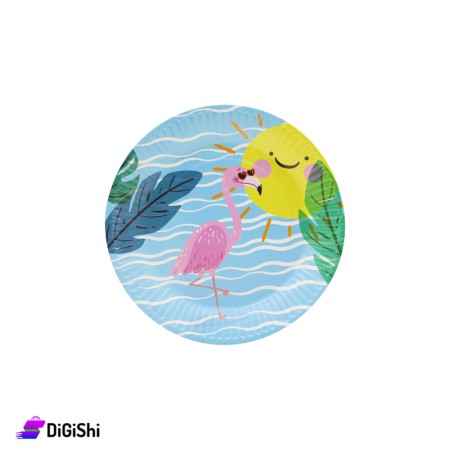 Paper Small Plates Set Flamingo - Blue
