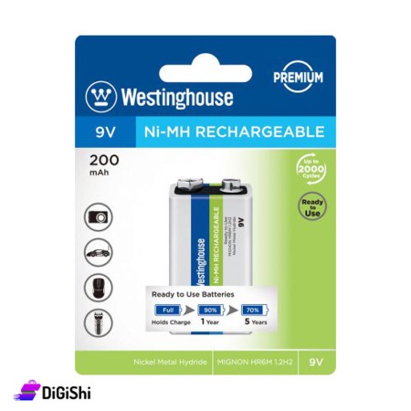 بطارية Ni-MH قابلة لإعادة الشحن 9V -  Westinghouse