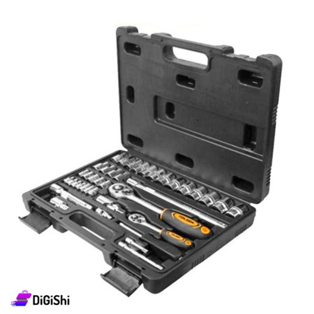 TOLSEN 39 Pcs 1/4 & 1/2 Inch Socket Rachet Wrench Set