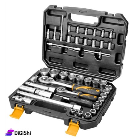 TOLSEN 45 Pcs 1/4 & 1/2 Inch Socket Rachet Wrench Set