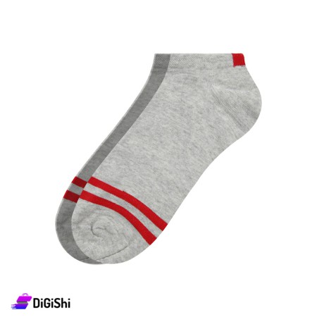 ZOX Cotton Short Striped Men's Socks - Gray