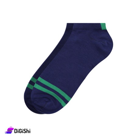 جوارب قطن رجالية قصيرة مخططة  ZOX - كحلي