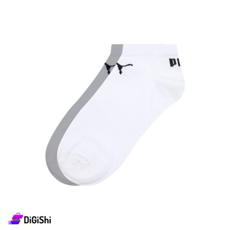 ZOX Cotton Short Men's Socks - White PUMA print