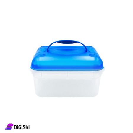 حافظة طعام بلاستيك مستطيلة حجم وسط - أزرق