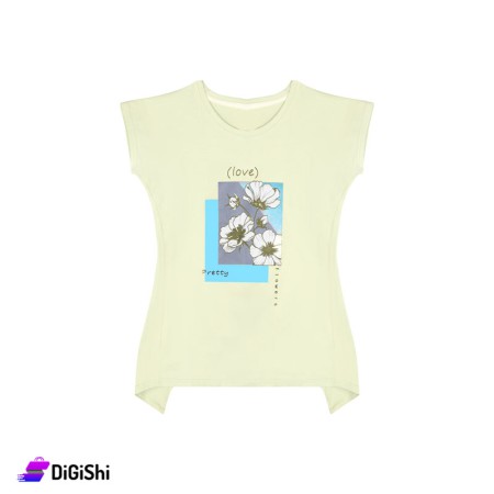 Women's Cotton Open Back T-Shirt - Light Yellow