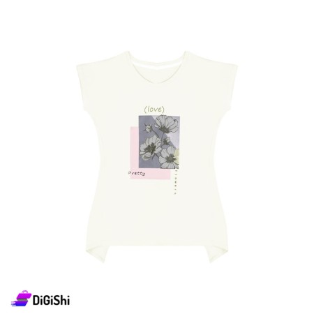 Women's Cotton Open Back T-Shirt - Off-White