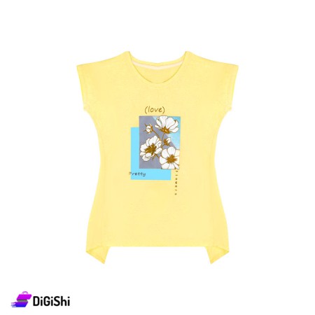 Women's Cotton Open Back T-Shirt - Dark Yellow