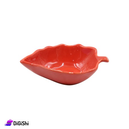صحن ضيافة بورسلان شكل ورقة - أحمر