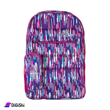 Lily Zak Two Layers Fabric Backpack With a Pencil Case  - Deep Pink and White