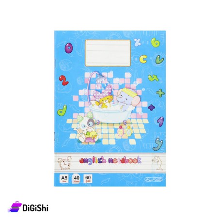 School English Notebook 40 Pages Elephant Print Al-Hashmeya - Blue