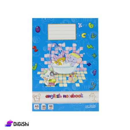 School English Notebook 80 Pages Elephant Print Al-Hashmeya - Blue