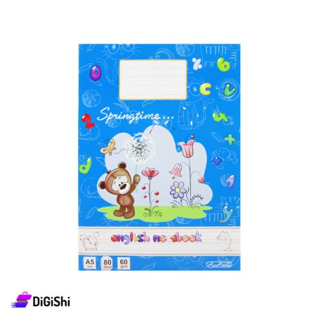 School English Notebook 80 Pages Bear Print Al-Hashmeya - Blue