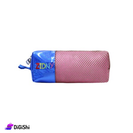 ZIDNY School Glittery Tarpaulin Mesh Pencil Case - Red And Blue