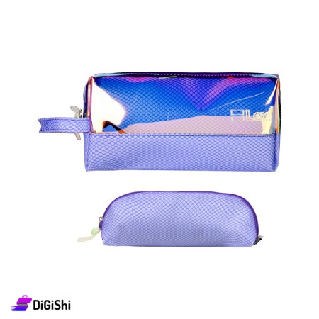 Lexi School Tarpaulin Mesh Pencil Case Set 2pcs - Purple