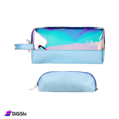 Lexi School Tarpaulin Mesh Pencil Case Set 2pcs - Light Blue