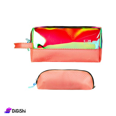 Lexi School Tarpaulin Mesh Pencil Case Set 2pcs - Apricot