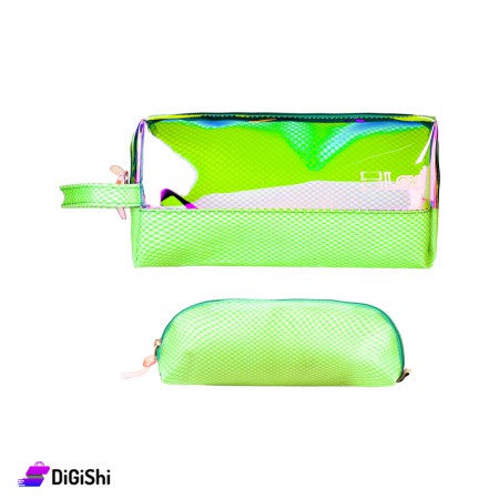Lexi School Tarpaulin Mesh Pencil Case Set 2pcs - Neon
