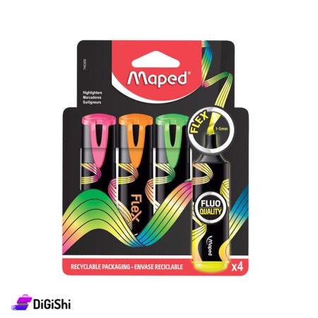 مجموعة أقلام تظليل Maped FLEX - 4 قطع