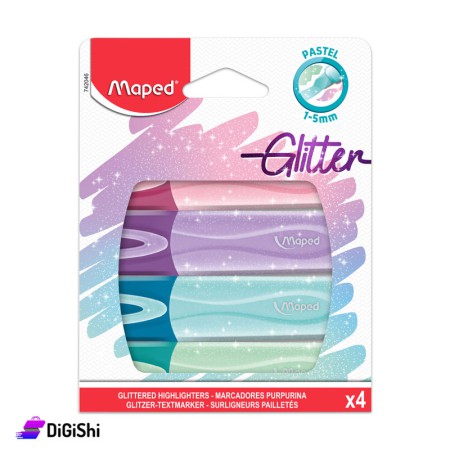 Maped Glitter Pastel Highlighter Pens - 4 Pieces