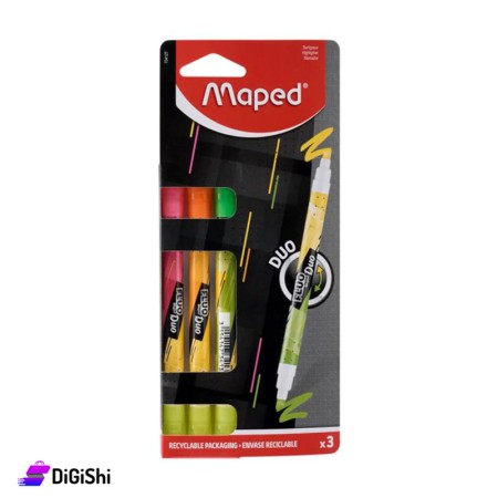 مجموعة أقلام تظليل Maped Due - 3 قطع