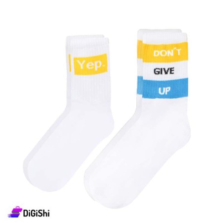 ZOX Pair Of Cotton Long Socks For Couples - White