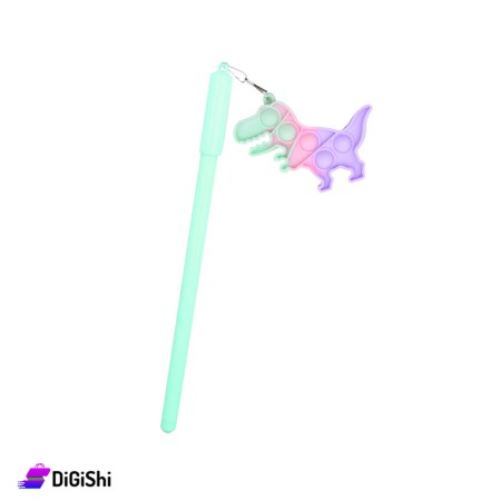 قلم حبر أزرق مع Pop it ديناصور - أخضر فاتح